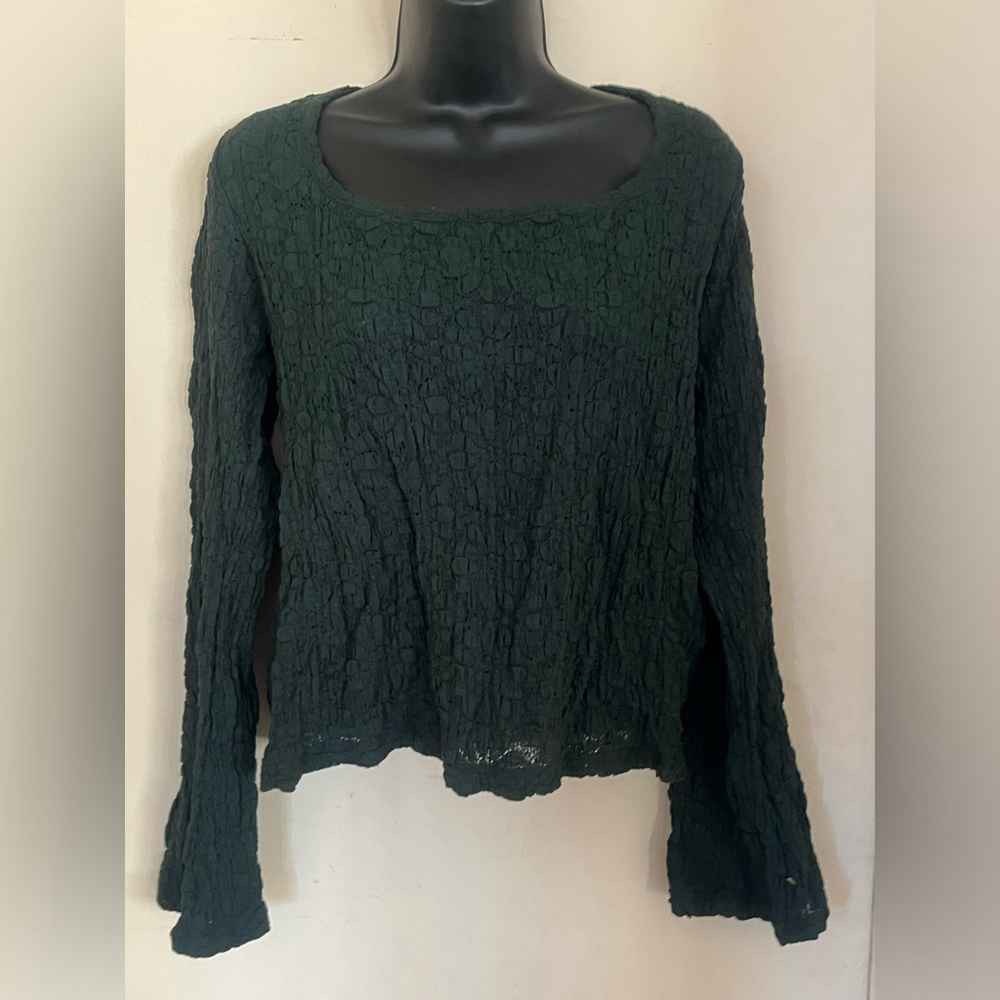 Dark Green Textured Knit Sweater